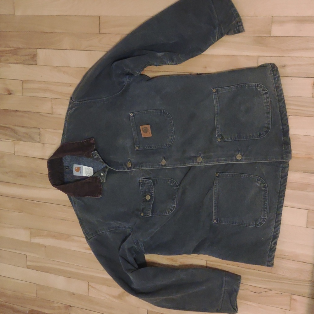 Carhartt Dark Gray Jacket with Brown Collar
